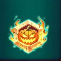 Flaming golden pumpkin coin